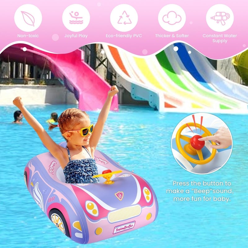 RADSHSP Baby Pool Float 3D Car Baby Floaties for Toddlers 12-48 Months Heavy Duty Infant Swim Float Toddlers Pool Floats Kids Swim Floaties Swimming Pool Floats for 1-4 Years Toddler Floaties for Boys & Girls - Image 2